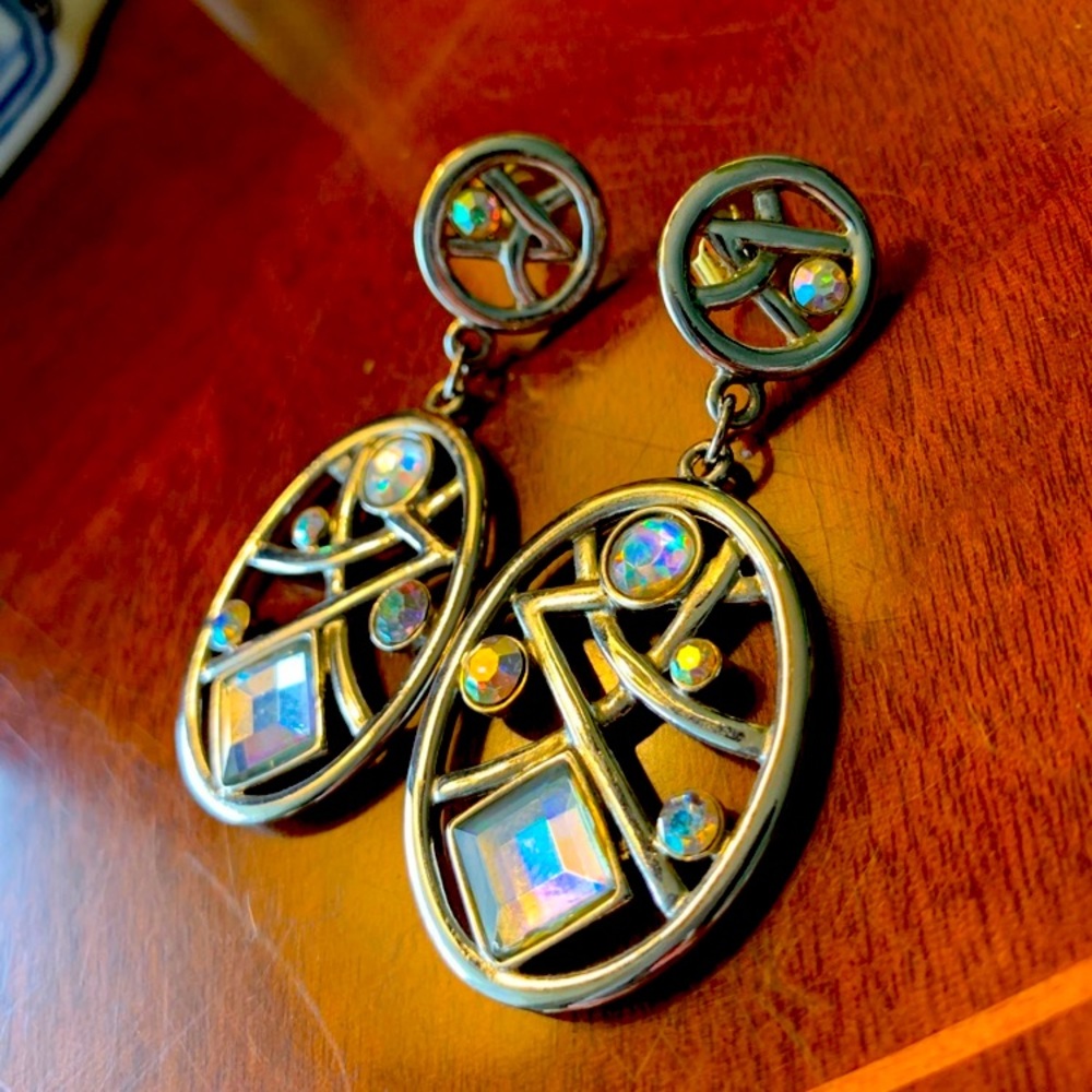 Vintage 1980s J.J. Jonette aurora borealis Earrings